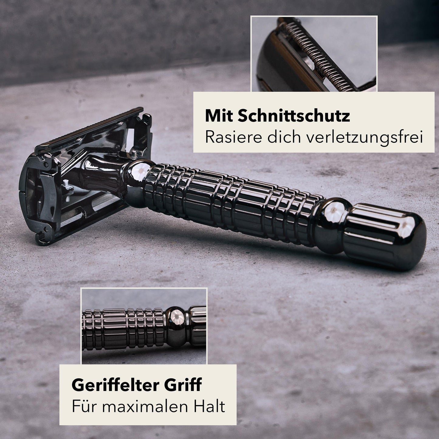 Störtebekker® Premium Rasierhobel ‘Hamburg’ im handgefertigten Leder-Etui - *TESTSIEGER* Stiftung Warentest (12/2024) - Rasier-Set mit 10 Rasierklingen, Reise-Etui & eingebautem Spiegel - Nassrasierer