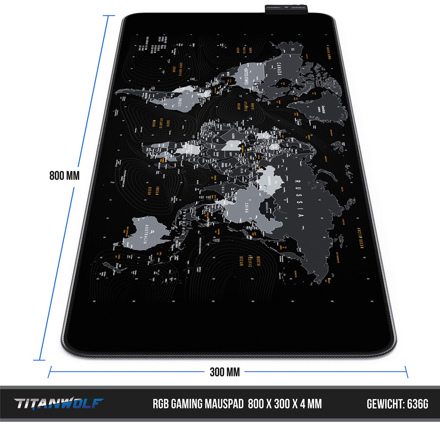 TITANWOLF - RGB Gaming Mauspad - LED Schreibtischunterlage - 800x300 mm - XXL Mousepad - LED Multi Color - 11 Beleuchtungs-Modi - 7 LED Farben Plus 4 Effektmodi - abwaschbar - Stars