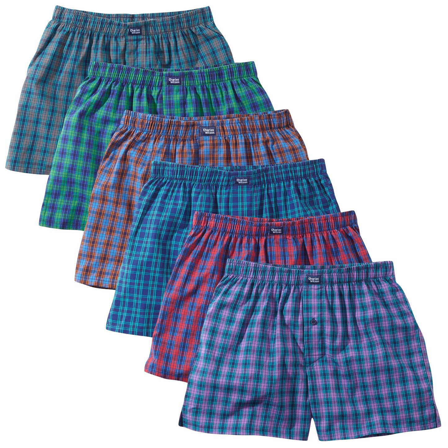 Charles Wilson Men’s Woven Boxer Shorts 6-Pack
