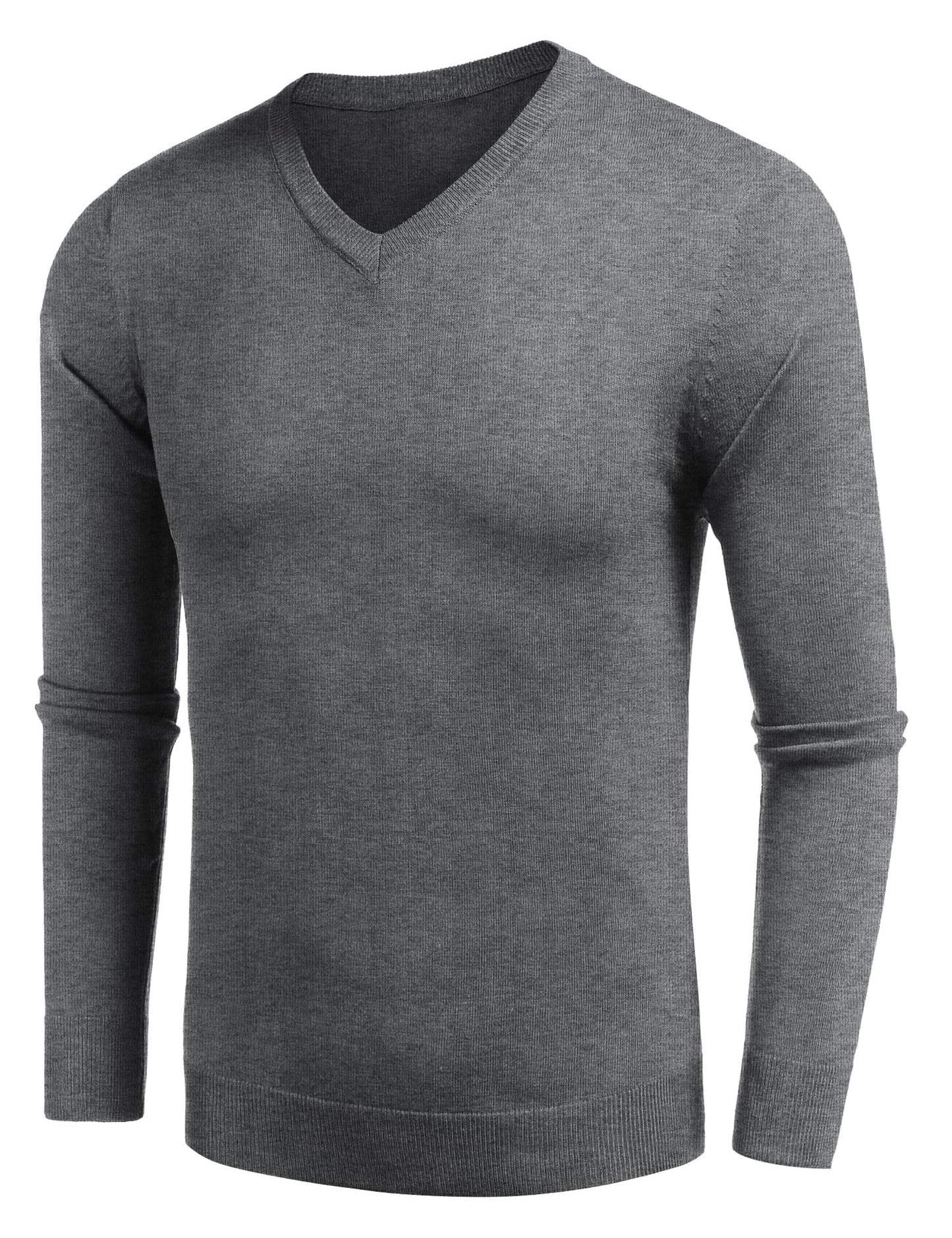 COOFANDY Men’s V-Neck Knit Sweater – Classic Long Sleeve Pullover