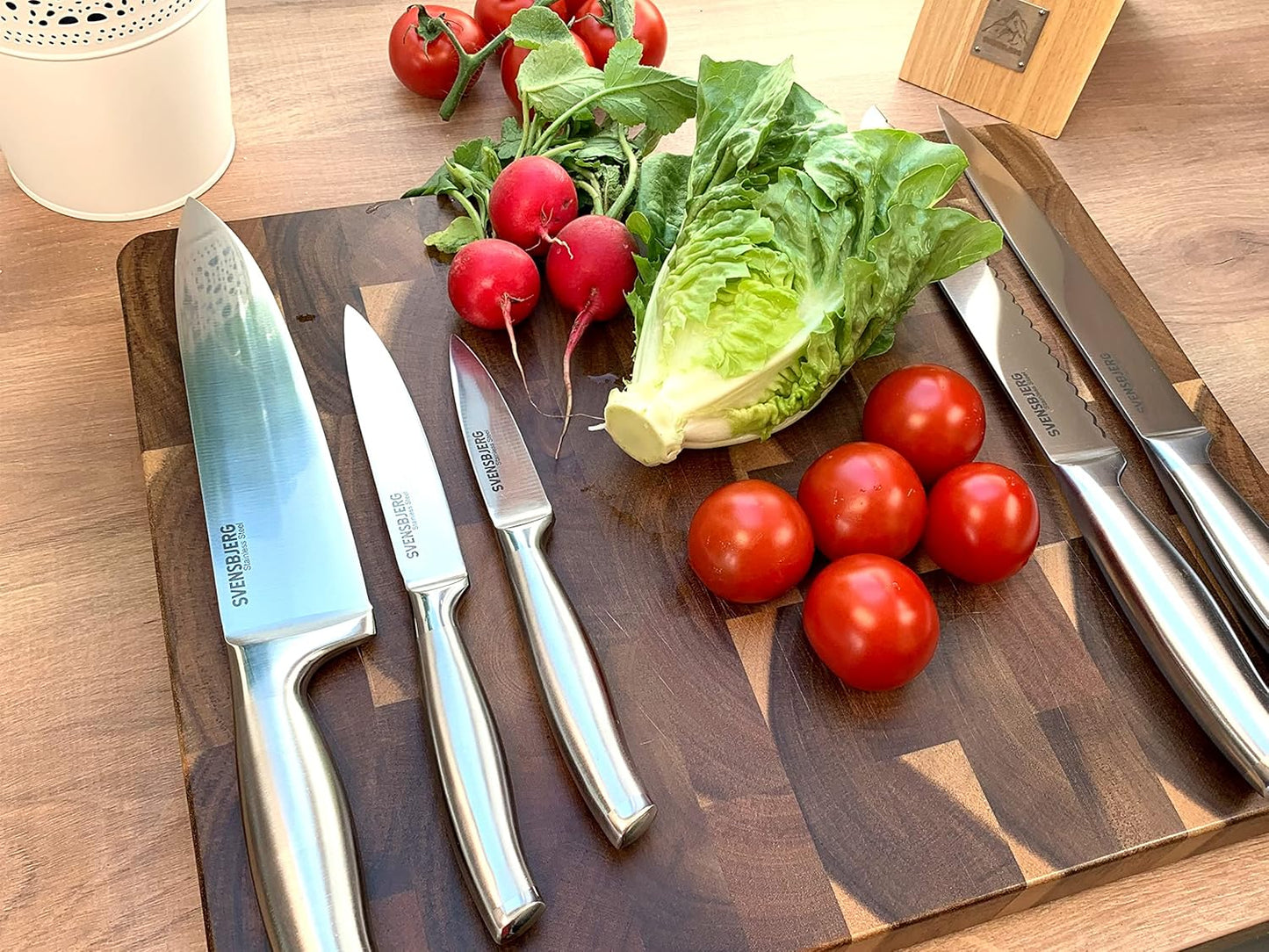 Svensbjerg Messer-Set, 5-tlg, Küchenmesser-Set, Kochmesser-Set, Chef-Messer, Scharfe Edelstahl-Messer | Küche, Obst, Gemüse, Fleisch, hochwertiges Profi Set | SB-KS101