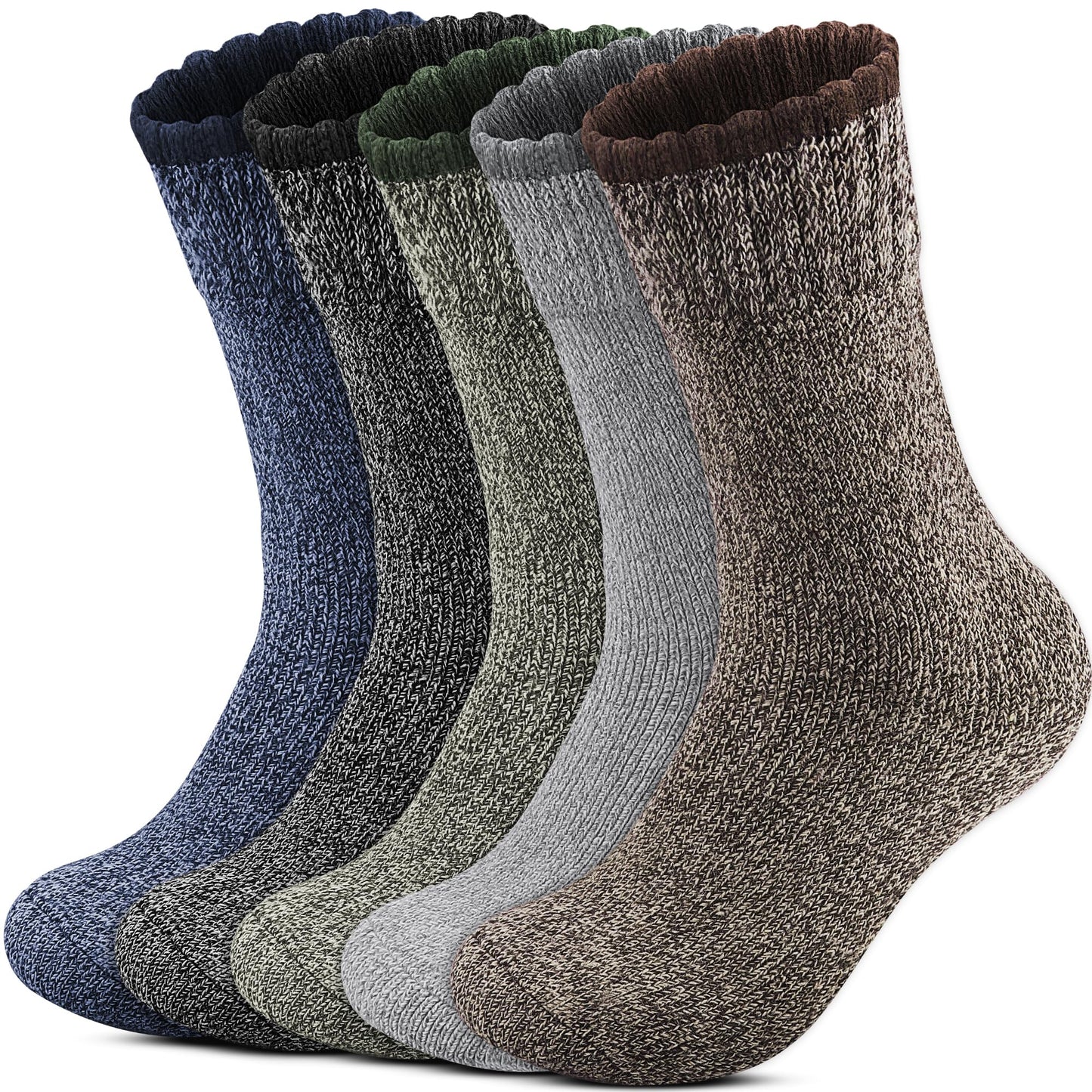 Reamphy 5 Pairs Thermal Wool Socks for Men