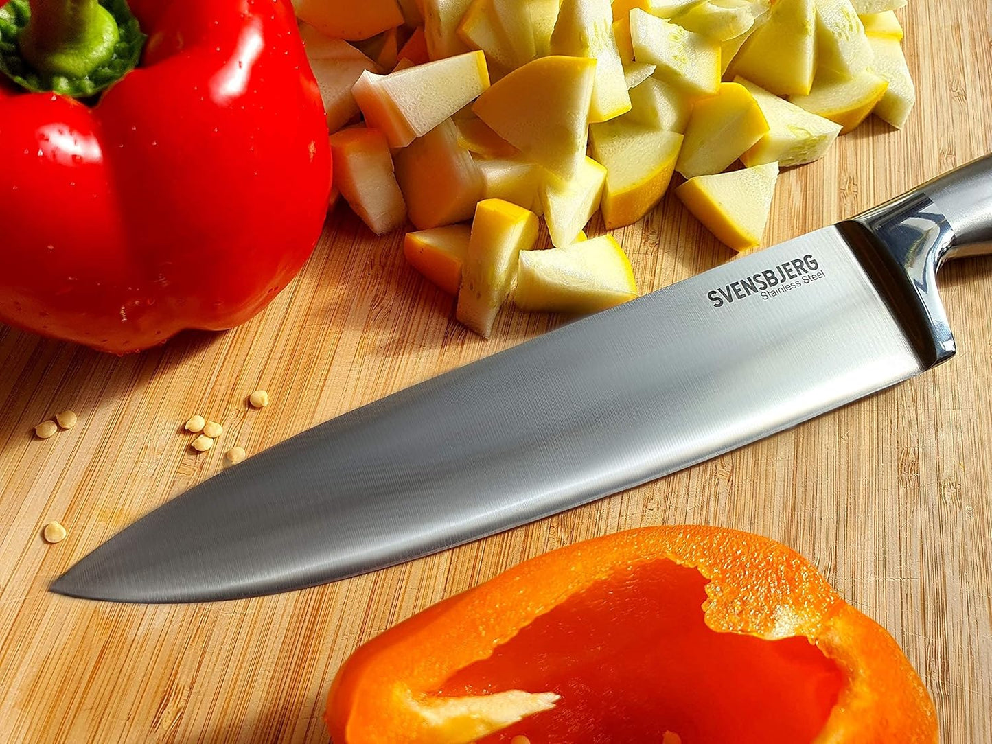 Svensbjerg Messer-Set, 5-tlg, Küchenmesser-Set, Kochmesser-Set, Chef-Messer, Scharfe Edelstahl-Messer | Küche, Obst, Gemüse, Fleisch, hochwertiges Profi Set | SB-KS101