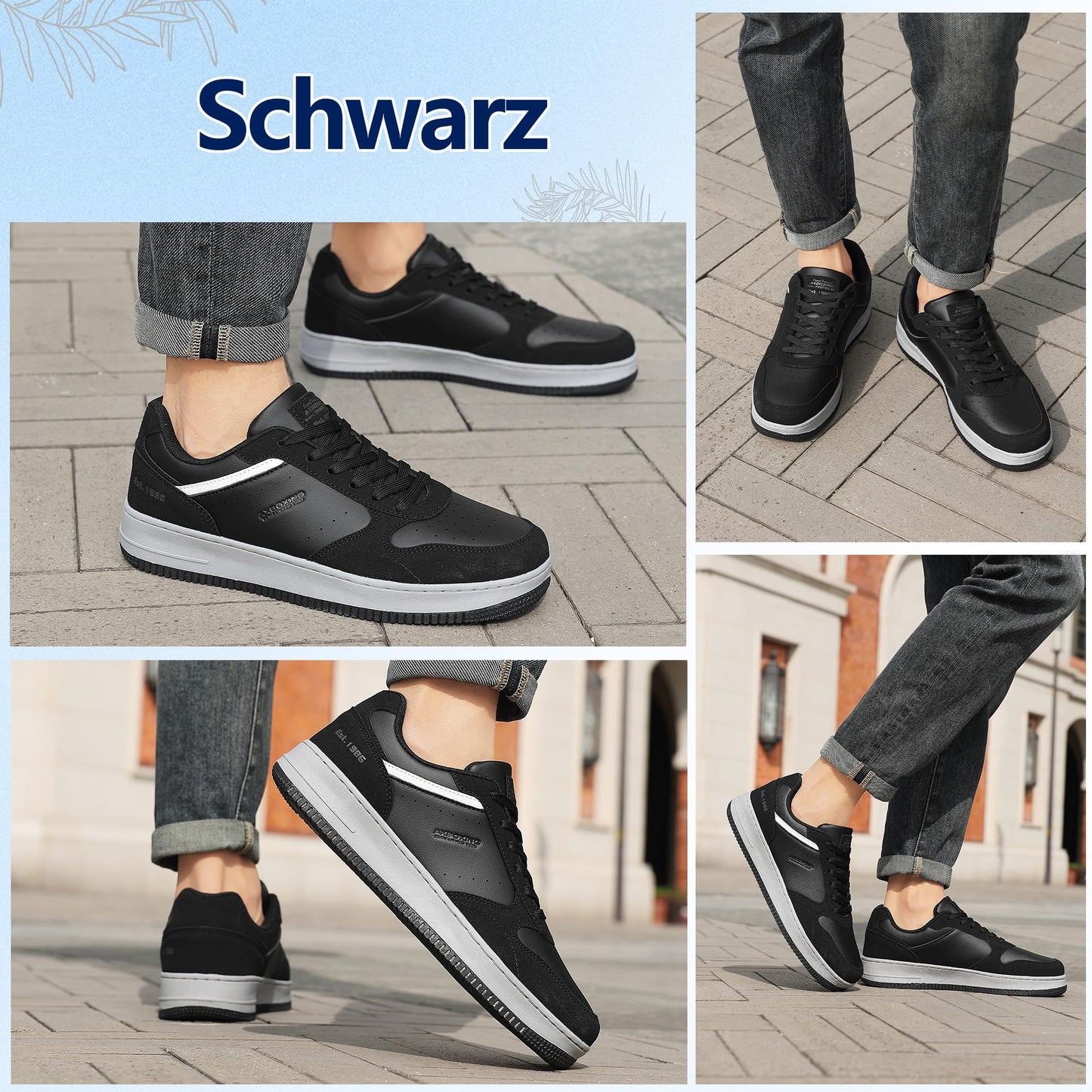 AX BOXING Men’s Casual Trainers – Lightweight Breathable Faux Leather Sneakers
