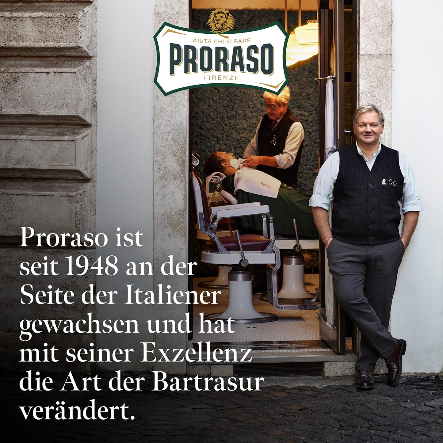 Proraso Shaving Soap inklusive Seifenschale, 150 ml, hautschonende Rasierseife für Herren mit Grünem Tee & Hafer, Rasiercreme für sensible Haut, Made in Italy, Weiss