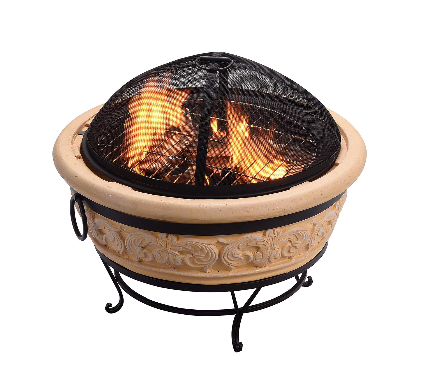 Peaktop - Feuerstelle für Brennholz für den Außenbereich, 68 cm, rund, komplexes Design