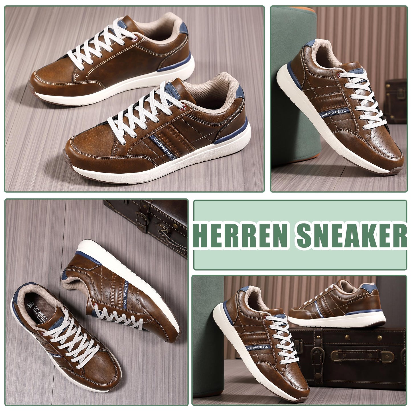 Men’s Casual Fashion Sneakers – Lightweight Non-Slip Faux Leather Shoes