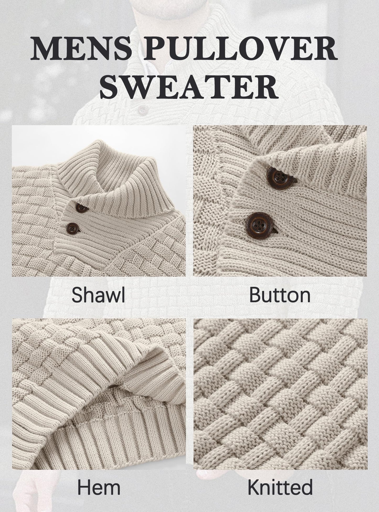 HYPESTFIT Men’s Mock Neck Sweater – Textured Knit Pullover