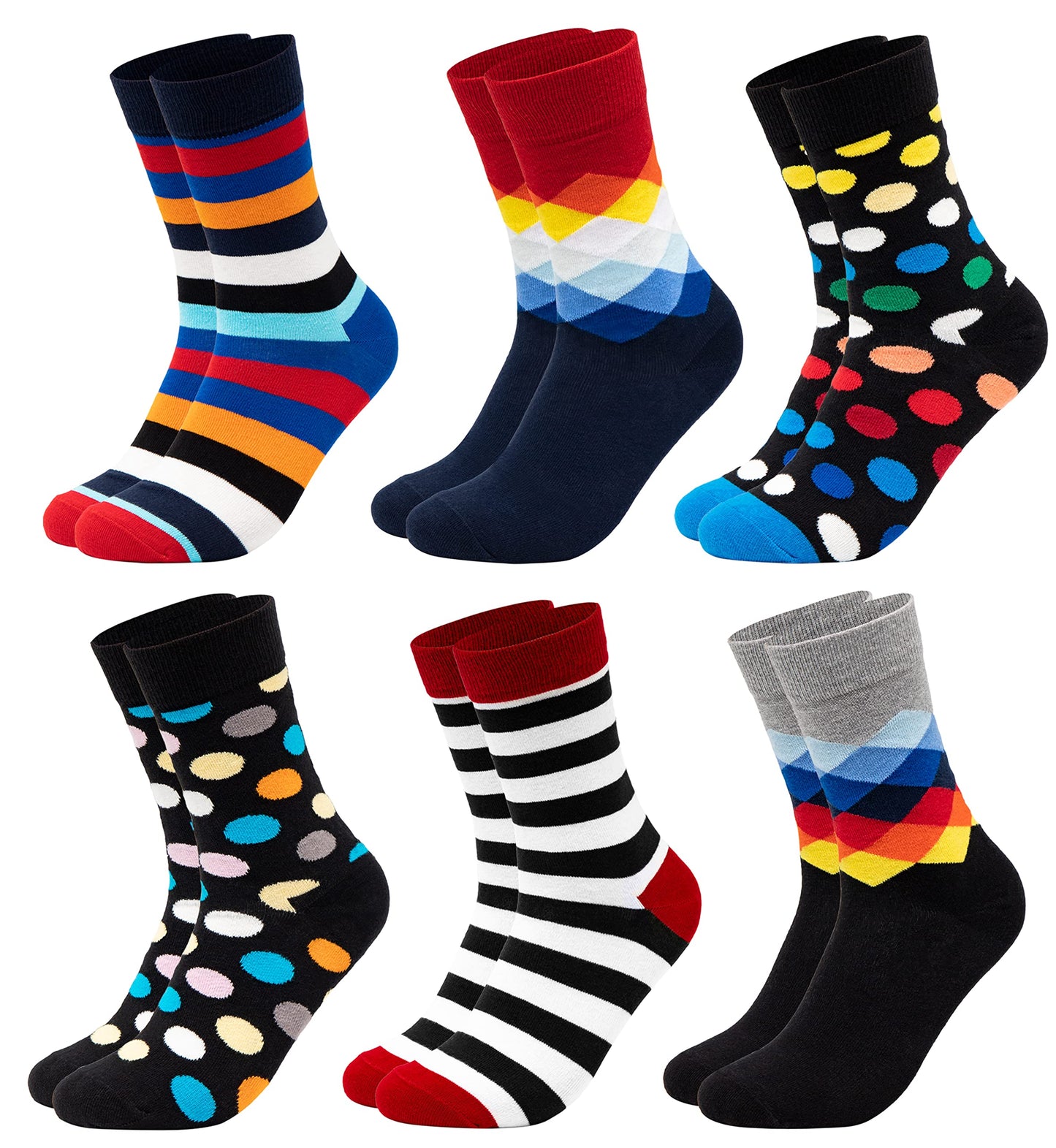 Colorful Men's Socks (6 Pairs) in Cotton