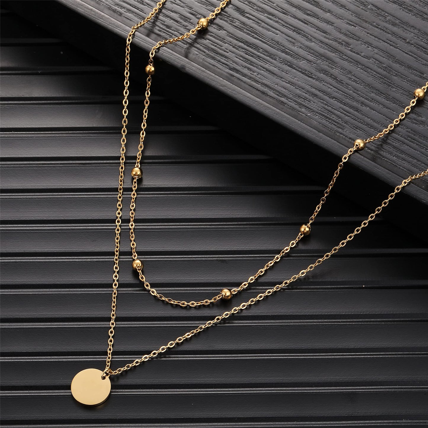 AFSTALR Layered Coin Pendant Necklace