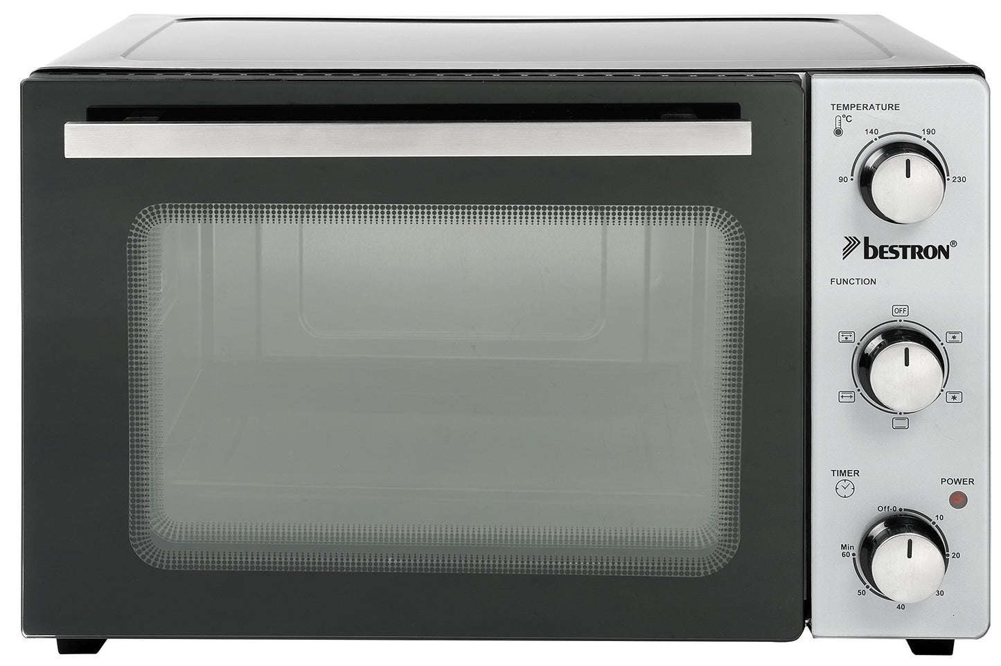 Bestron AOV9 Kompakter Mini-Backofen mit Ober-/Unterhitze, 9 Liter, 800 Watt, Schwarz
