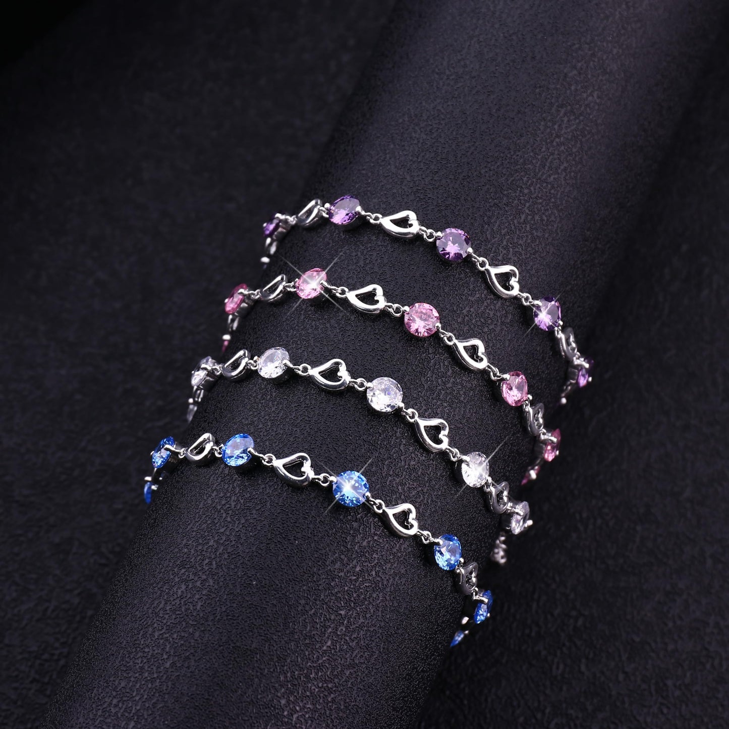 Silver Heart Bracelet for Women & Girls – Adjustable Zircon Tennis Chain