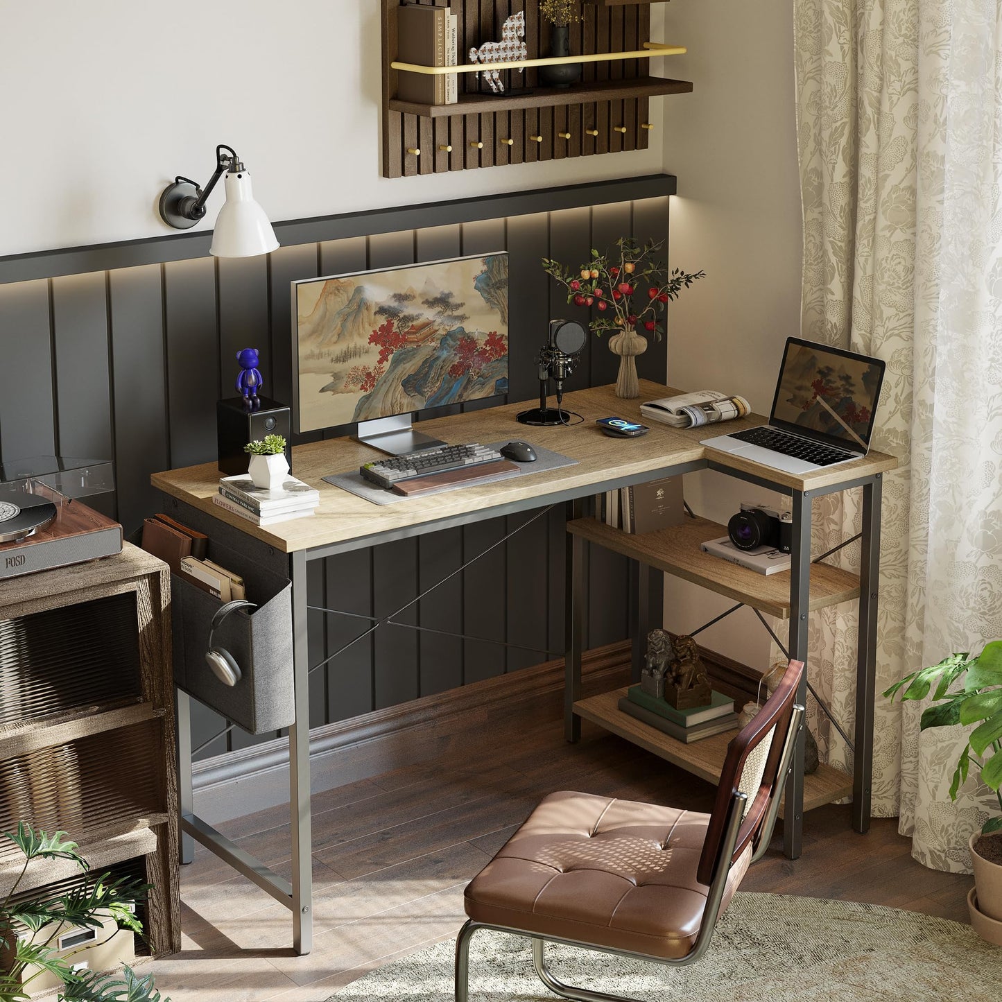 BEXEVUE L-förmiger Schreibtisch – 100x70 cm Gaming Tisch mit Ablagefächer, Umkehrbarer PC Ecktisch Computertisch, Corner Gaming Tisch für Studium Arbeit Zuhause Schlafzimmer, Schwarz
