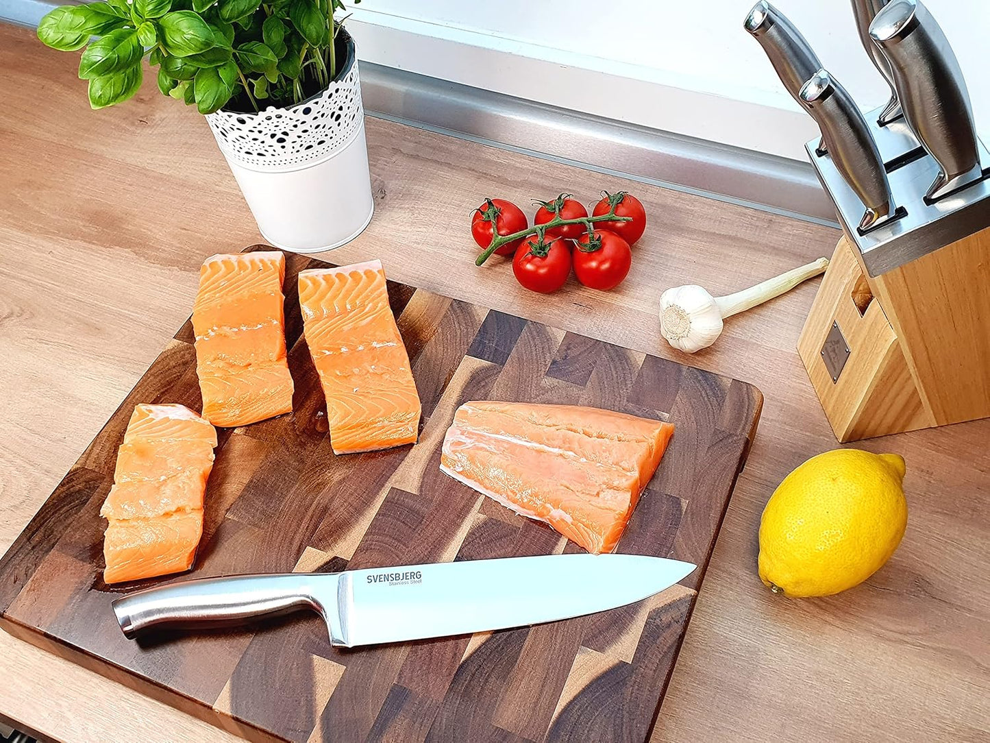 Svensbjerg Messer-Set, 5-tlg, Küchenmesser-Set, Kochmesser-Set, Chef-Messer, Scharfe Edelstahl-Messer | Küche, Obst, Gemüse, Fleisch, hochwertiges Profi Set | SB-KS101