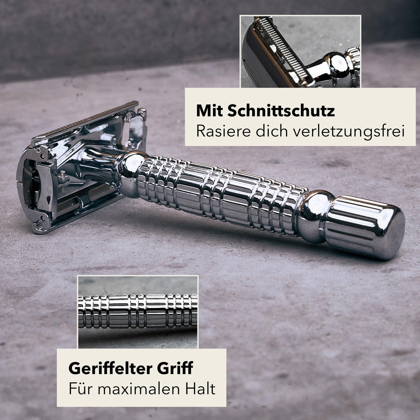 Störtebekker® Premium Rasierhobel ‘Hamburg’ im handgefertigten Leder-Etui - *TESTSIEGER* Stiftung Warentest (12/2024) - Rasier-Set mit 10 Rasierklingen, Reise-Etui & eingebautem Spiegel - Nassrasierer