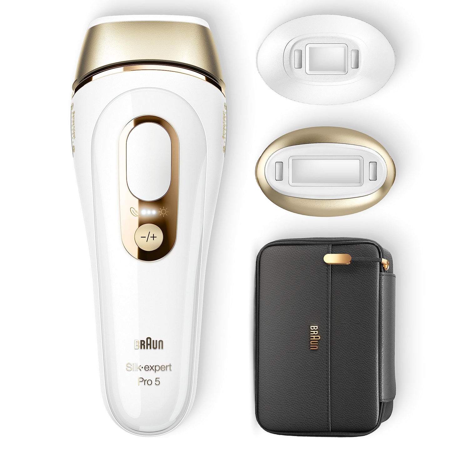 Braun IPL Silk Expert Pro 5 Haarentfernungsgerät Damen/Herren, 2 Aufsätze, sichtbare Haarentfernung, Designed In Germany, Venus Rasierer, Alternative zu Laser Haarentfernung, PL5157, weiß/gold