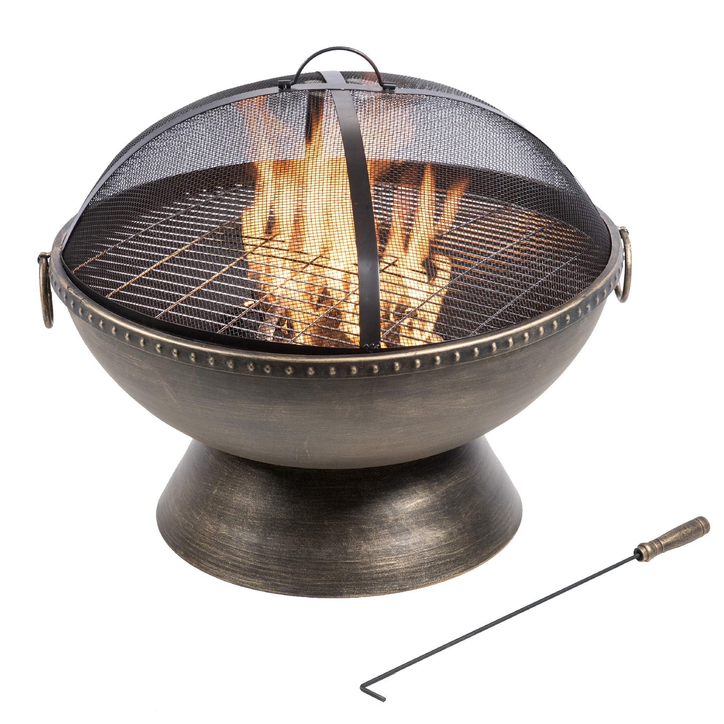 Peaktop - Feuerstelle für Brennholz für den Außenbereich, 68 cm, rund, komplexes Design
