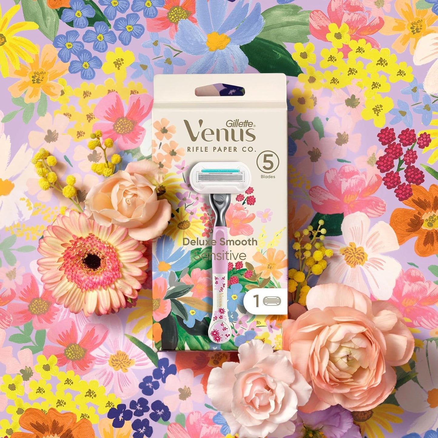 Gillette Venus Deluxe Smooth Sensitive Damenrasierer - 1 Klinge, 5 Klingen Mit Diamantharter Beschichtung