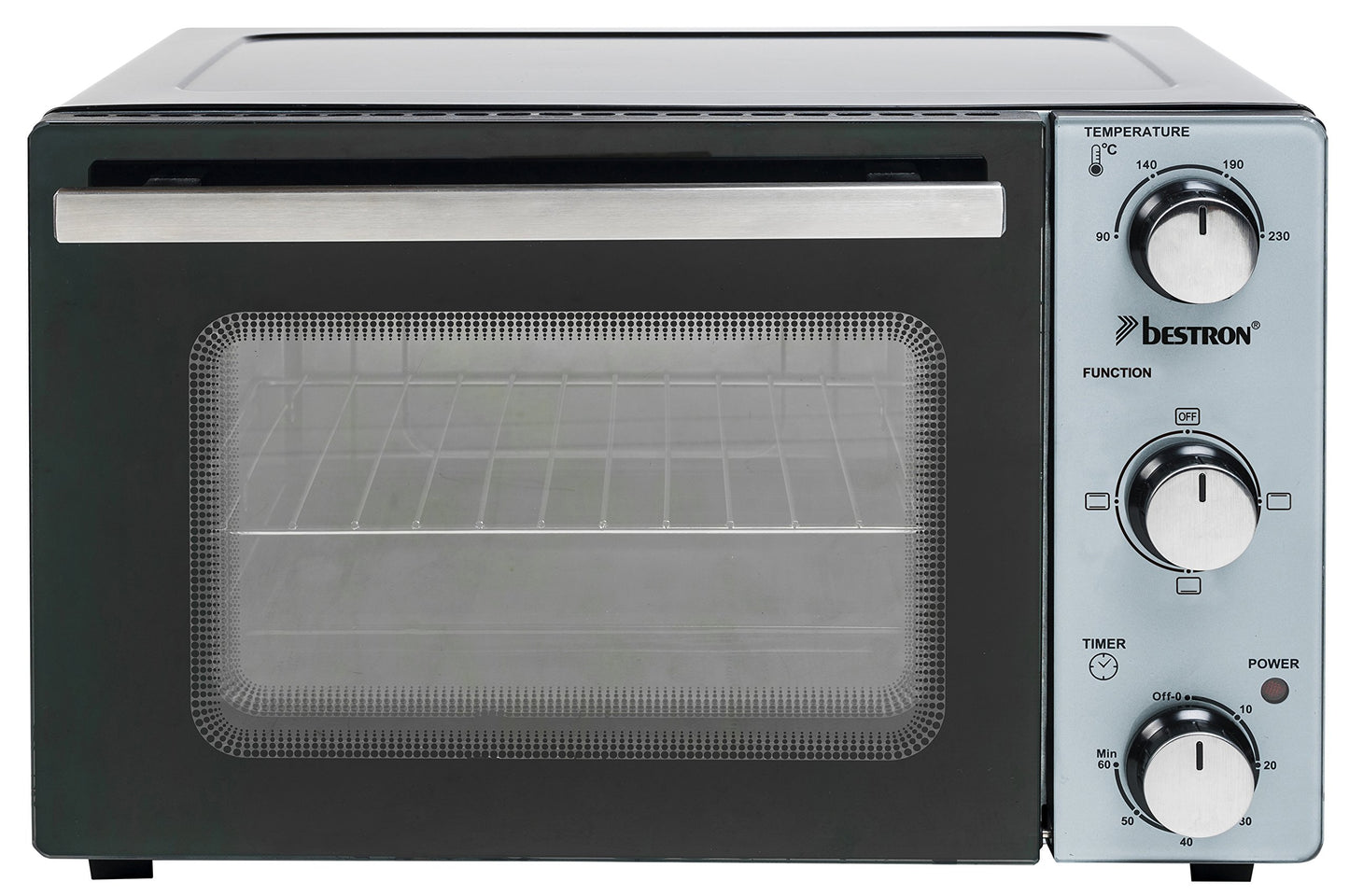 Bestron AOV9 Kompakter Mini-Backofen mit Ober-/Unterhitze, 9 Liter, 800 Watt, Schwarz