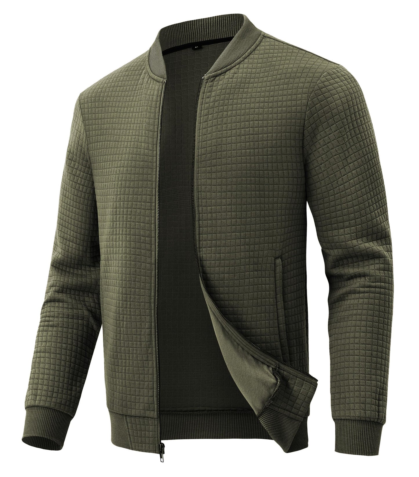 Men’s Transitional Jacket – Lightweight Winter Jacquard Coat with Zipper Pocket