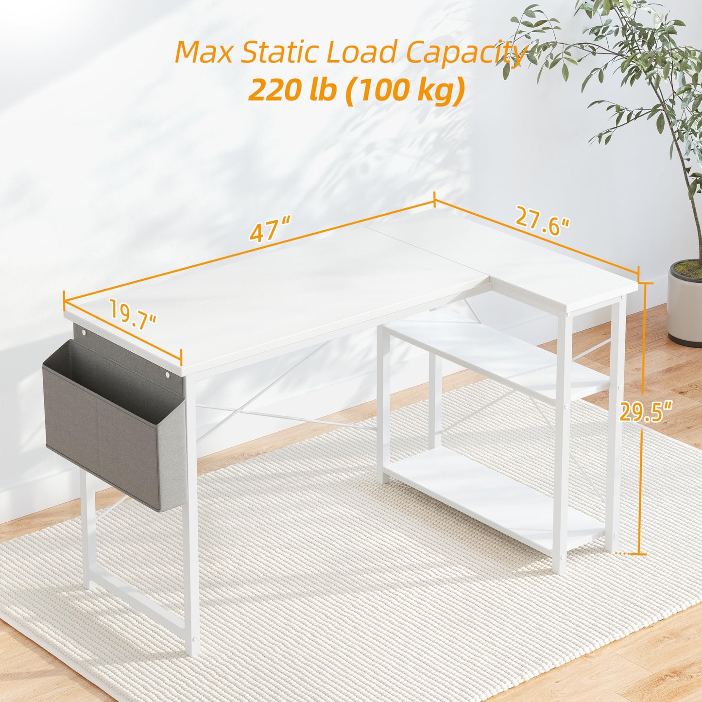 BEXEVUE L-förmiger Schreibtisch – 100x70 cm Gaming Tisch mit Ablagefächer, Umkehrbarer PC Ecktisch Computertisch, Corner Gaming Tisch für Studium Arbeit Zuhause Schlafzimmer, Schwarz