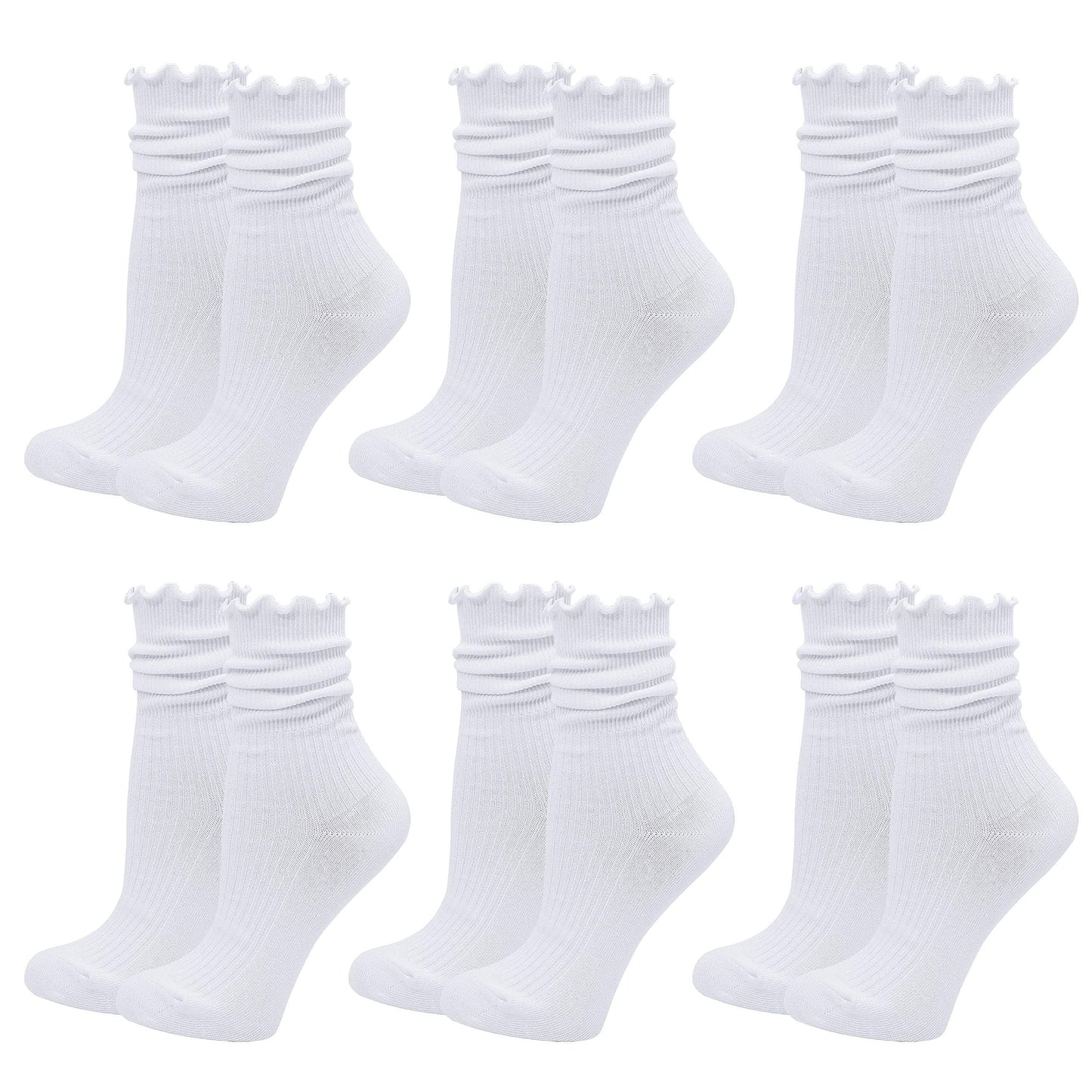 Women's Ruffle Socks – 6 Pairs Casual Cute Cotton Knit Socks