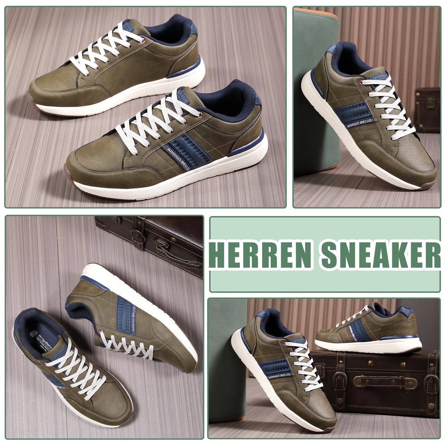 Men’s Casual Fashion Sneakers – Lightweight Non-Slip Faux Leather Shoes