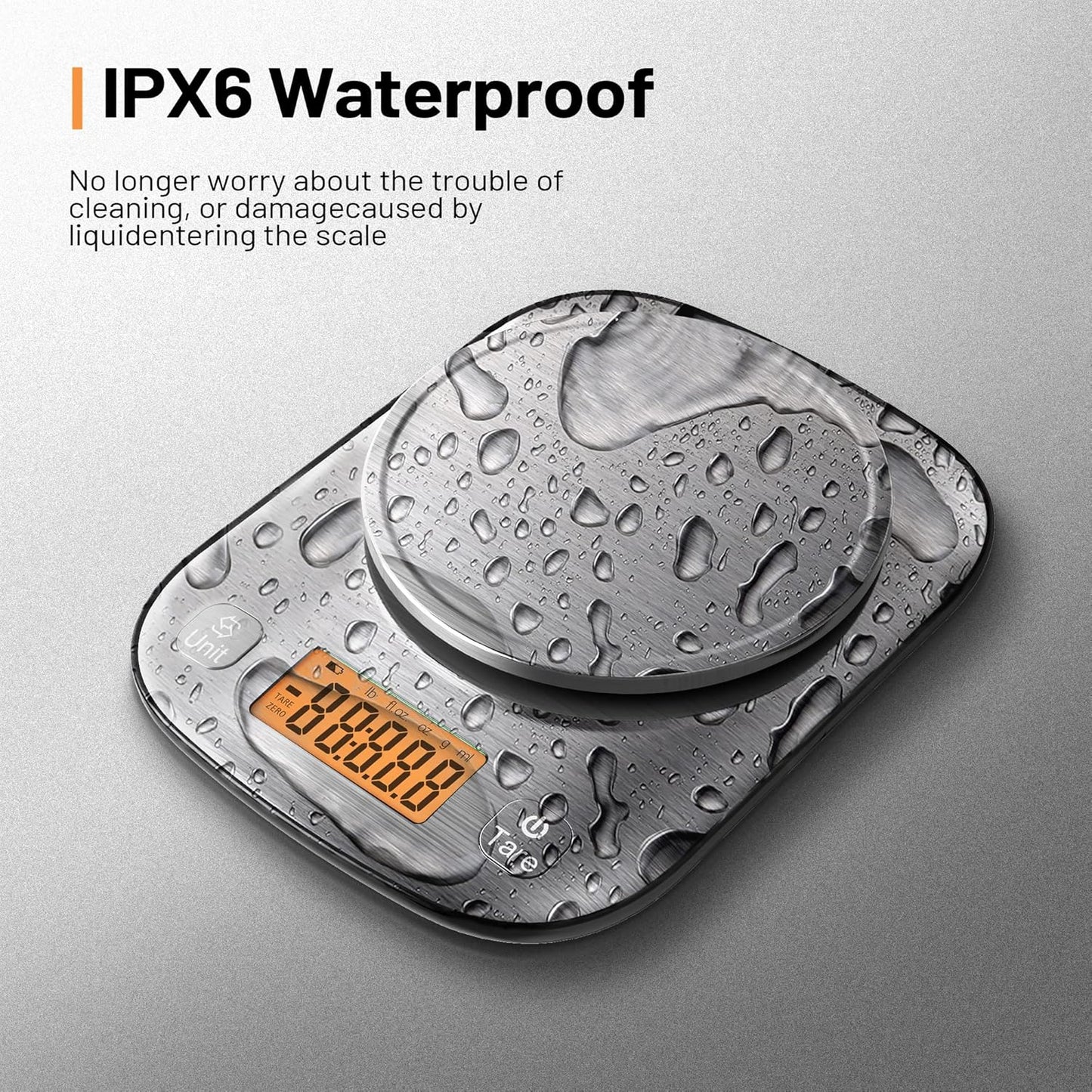 GRAM PRES Lebensmittel Küchenwaage Digital Gewicht Gramm und Oz mit IPX6 Waterproo,Professionelle Edelstahl Digital Küche Lebensmittelwaage 11lb/0.01oz mit Schüssel für Diät Backen Kochen