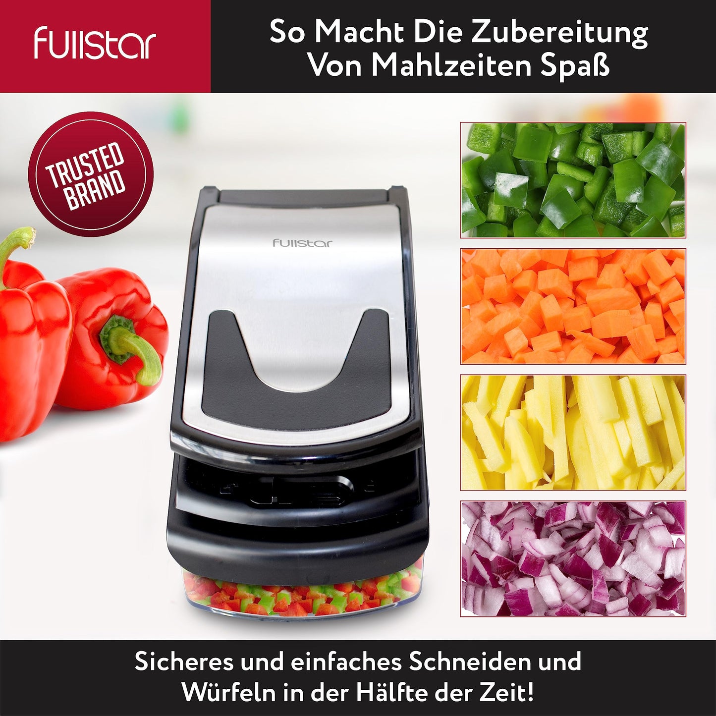 Gemüseschneider Spiralschneider Gemüsehobel - Gemüse Schneider Zwiebelschneider Kartoffelschneider Obstschneider - Vegetable Chopper Cutter Dicer (4-in-1 - Weiß)