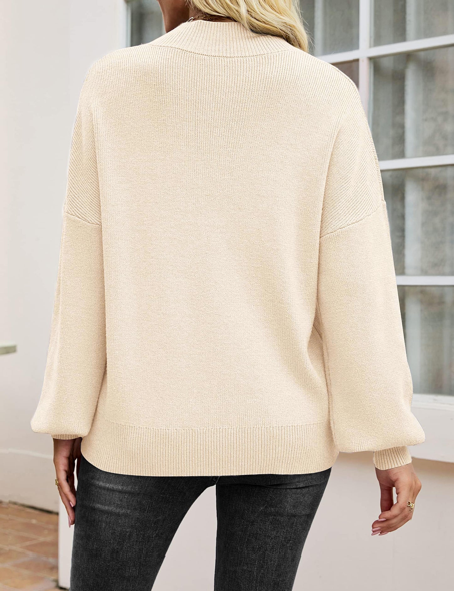 Zeagoo Women’s Puff Sleeve Knit Sweater – Cozy Loose Fit Pullover