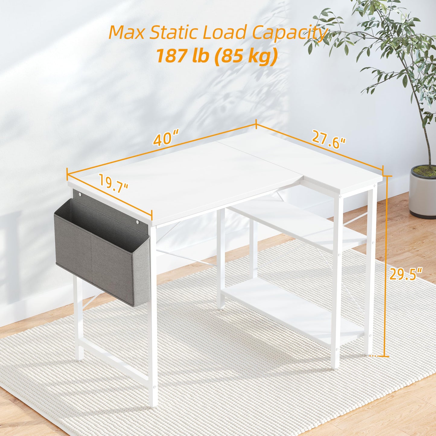 BEXEVUE L-förmiger Schreibtisch – 100x70 cm Gaming Tisch mit Ablagefächer, Umkehrbarer PC Ecktisch Computertisch, Corner Gaming Tisch für Studium Arbeit Zuhause Schlafzimmer, Schwarz