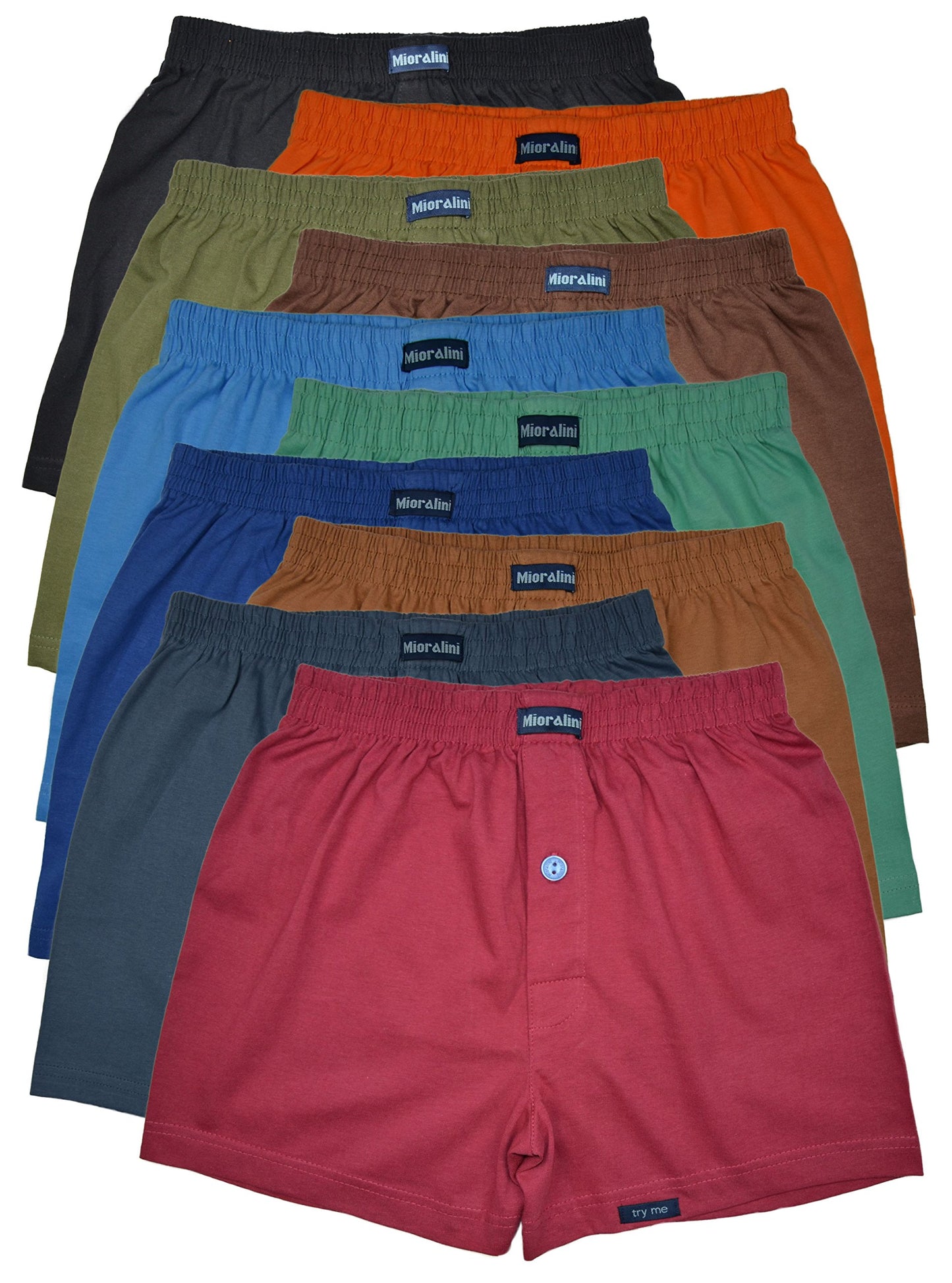 MioRalini Men’s Loose Soft Boxer Shorts Classic 10-Pack