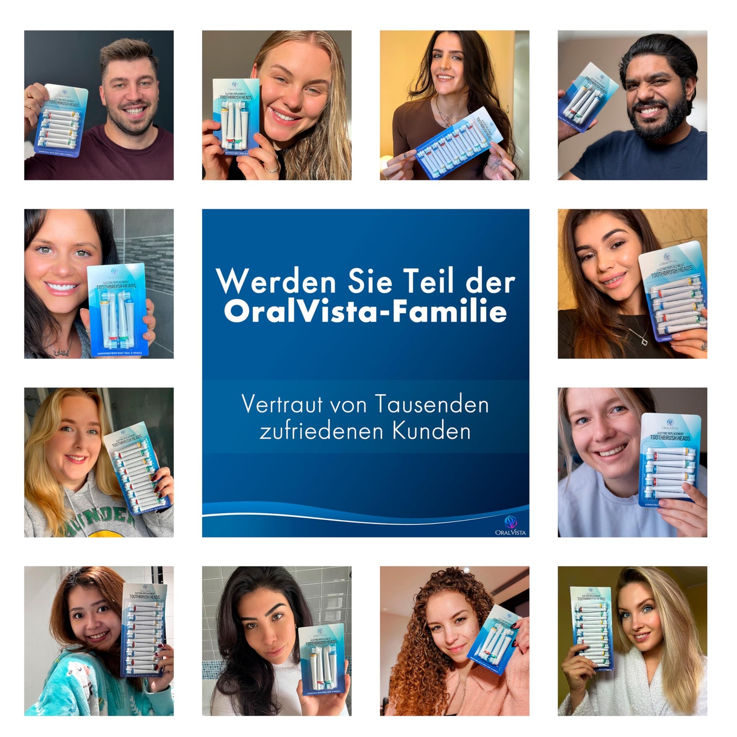 OralVista Elektrische Zahnbürstenköpfe, 8er-Pack kompatibel mit Oral B Aufsteckbürsten, Zahnbürstenaufsatz Oral B für empfindliches Zahnfleisch, tiefe Reinigung, Hochwertige Borsten einfache Passform