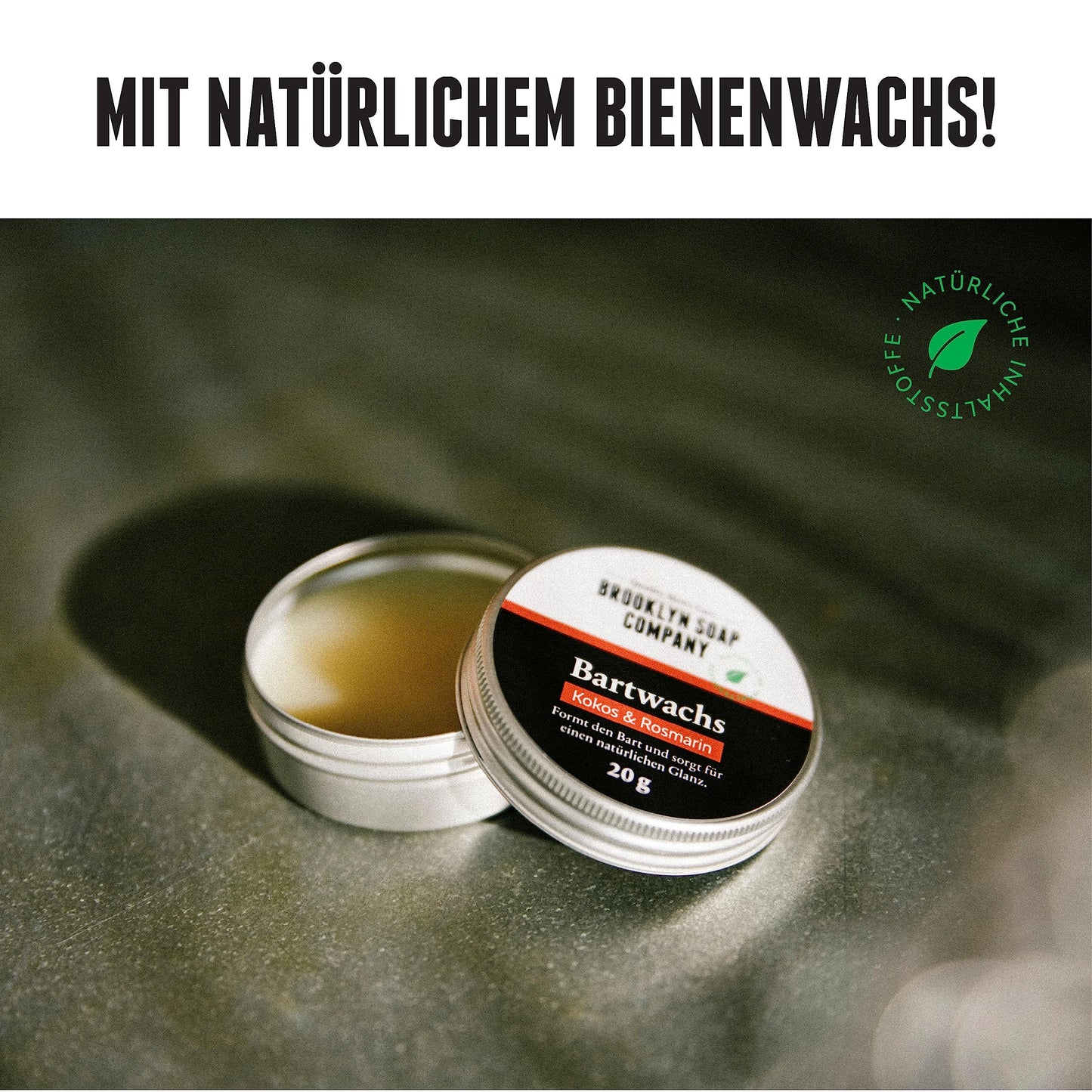 Bartwachs (20g) · BROOKLYN SOAP COMPANY · Beard Balm für Bartstyling von 3-Tage-Bart bis Vollbart · starker Halt, leichter Glanz
