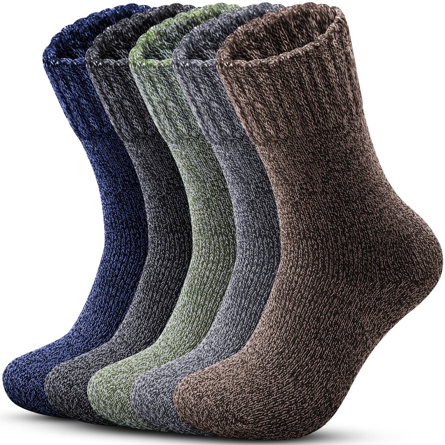 Reamphy 5 Pairs Thermal Wool Socks for Men