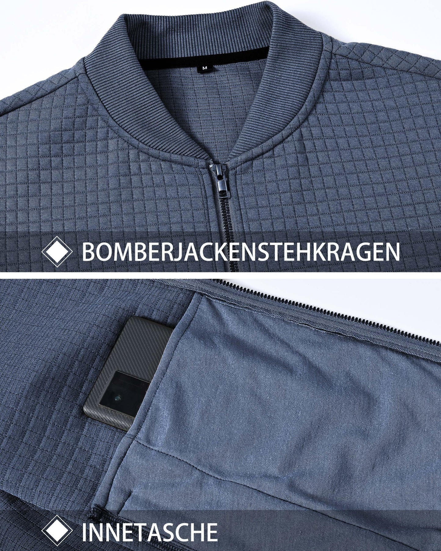 Men’s Transitional Jacket – Lightweight Winter Jacquard Coat with Zipper Pocket