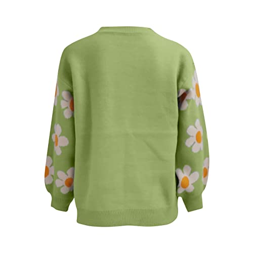 Women’s Floral Knit Sweater – Elegant Stand Collar Pullover