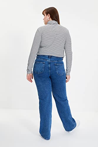 Trendyol Women’s 90s High Waist Wide Leg Jeans – 100% Cotton, Casual Fit