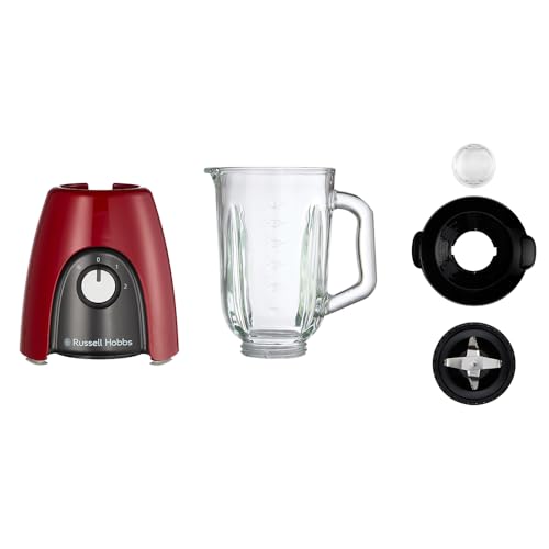 Russell Hobbs Zerkleinerer elektrisch Mini [Glasbehälter inkl. Aufbewahrungsdeckel] Desire Rot (500ml, Gemüsezerkleinerer, Mixer, Multi-& Universalzerkleinerer f. Gemüse, Obst & Fleisch) 24660-56