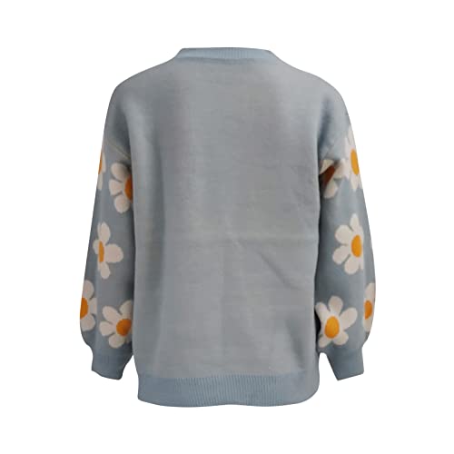 Women’s Floral Knit Sweater – Elegant Stand Collar Pullover