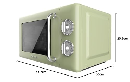 Cecotec Digitale Mikrowelle mit Grill Proclean 5110 Retro Green, 700 W in 5 Stufen, Timer bis 60 Minuten, 8 Programme und Auftaumodus, Vintage-Design in Grün