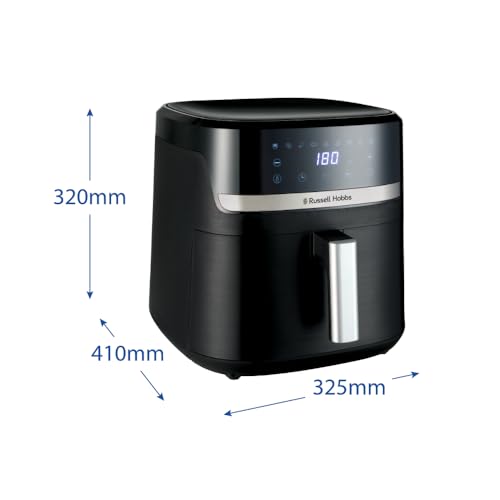 Russell Hobbs Heißluftfritteuse XXL 8L Rapid AirFryer [kompaktes Gehäuse,7 Kochfunktionen,10 Programme] SatisFry (spülmaschinenfest, max 220°C, Fritteuse ohne Öl, Grillen, Backen, Braten) 27170-56