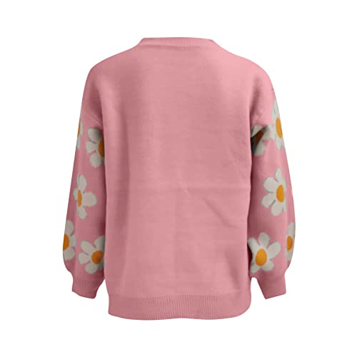 Women’s Floral Knit Sweater – Elegant Stand Collar Pullover