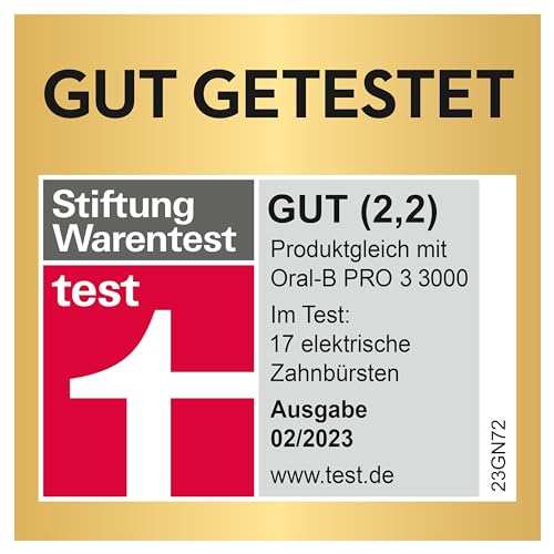 Oral-B PRO 3 3500 Elektrische Zahnbürste/Electric Toothbrush, 2 Aufsteckbürsten, mit 3 Putzmodi und visueller 360° Andruckkontrolle für Zahnpflege, Reiseetui, Geschenk Mann/Frau, schwarz
