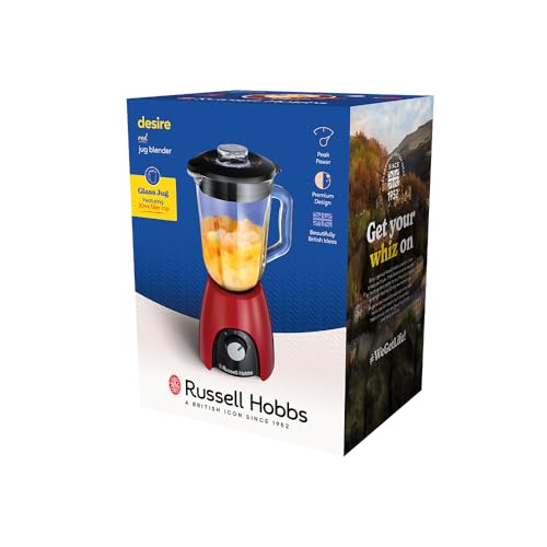 Russell Hobbs Zerkleinerer elektrisch Mini [Glasbehälter inkl. Aufbewahrungsdeckel] Desire Rot (500ml, Gemüsezerkleinerer, Mixer, Multi-& Universalzerkleinerer f. Gemüse, Obst & Fleisch) 24660-56