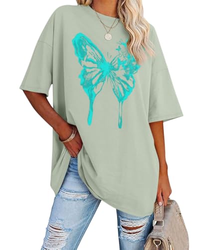 Tomwell Women’s Oversized T-Shirt – Butterfly Design