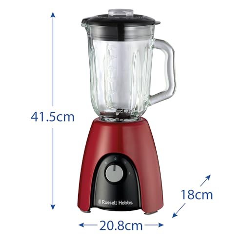Russell Hobbs Zerkleinerer elektrisch Mini [Glasbehälter inkl. Aufbewahrungsdeckel] Desire Rot (500ml, Gemüsezerkleinerer, Mixer, Multi-& Universalzerkleinerer f. Gemüse, Obst & Fleisch) 24660-56