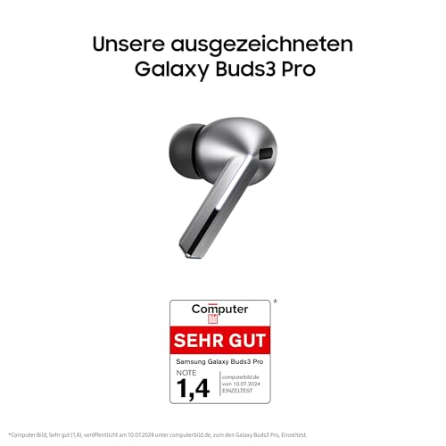 Samsung Galaxy Buds3 Pro Wireless Bluetooth Headphones, Active Noise Cancelling (ANC), Adaptive Noise Cancelling, 360 Audio, In-Ear Headphones with Hi-Fi Sound, Silver, Includes Anymode Clear Cover
