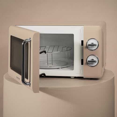 Cecotec Digitale Mikrowelle mit Grill Proclean 5110 Retro Green, 700 W in 5 Stufen, Timer bis 60 Minuten, 8 Programme und Auftaumodus, Vintage-Design in Grün