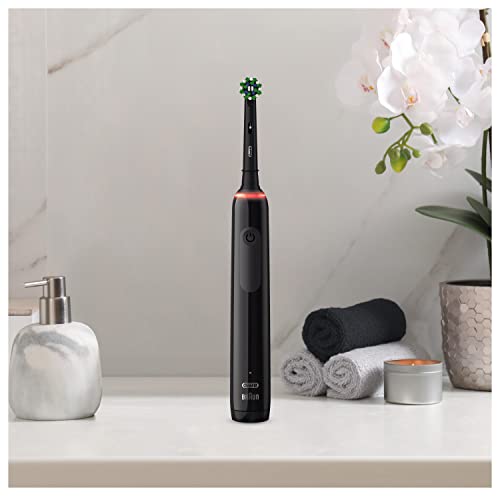 Oral-B PRO 3 3500 Elektrische Zahnbürste/Electric Toothbrush, 2 Aufsteckbürsten, mit 3 Putzmodi und visueller 360° Andruckkontrolle für Zahnpflege, Reiseetui, Geschenk Mann/Frau, schwarz